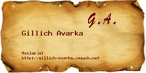 Gillich Avarka névjegykártya